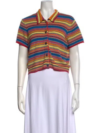 Pre-owned Re/done Linen Striped Sweater In Pink