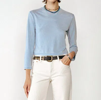 Re/done Long Sleeve Boxy Tee In Light Pacific In Blue
