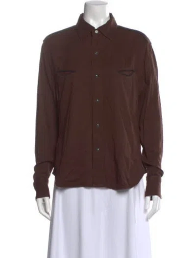 Pre-owned Re/done Long Sleeve Button-up Top In Brown