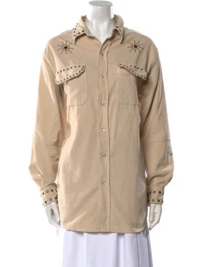 Pre-owned Re/done Long Sleeve Button-up Top In Neutral