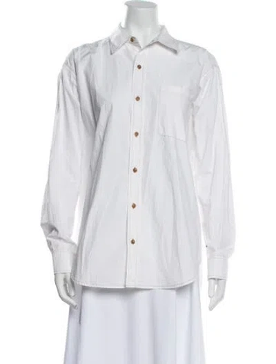 Pre-owned Re/done Long Sleeve Button-up Top In White