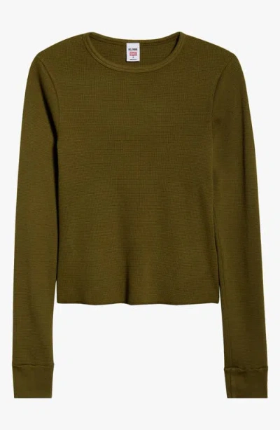 Re/done Long Sleeve Waffle T-shirt In Green
