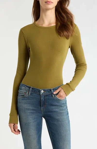 Re/done Long Sleeve Waffle T-shirt In Fatigue