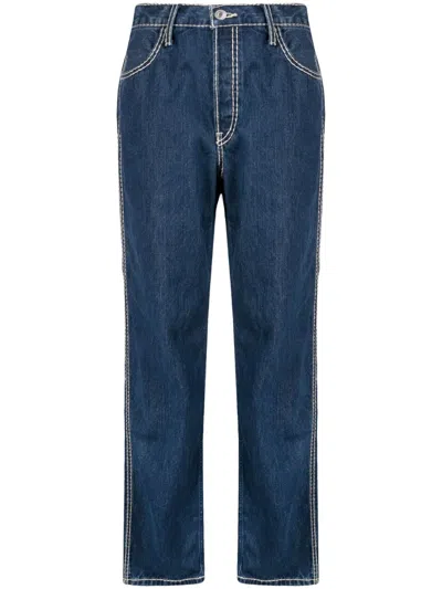 Re/done Loose-fit Contrast-stitching Jeans In Blue