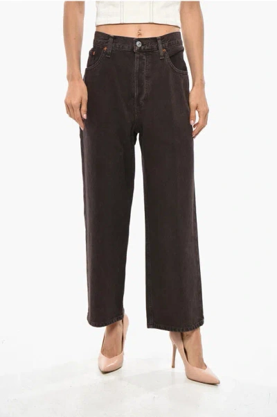 Re/done Loose Fit Cropepd 5 Pockets Pants In Brown