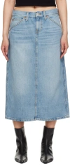 Re/done Denim Skirt With Pockets And Slit In Blue