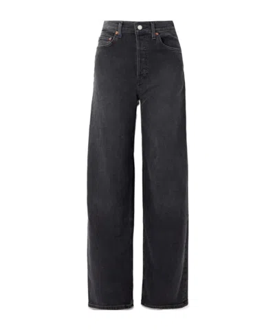 Re/done Marielou High-waisted Wide-leg Jeans In Black