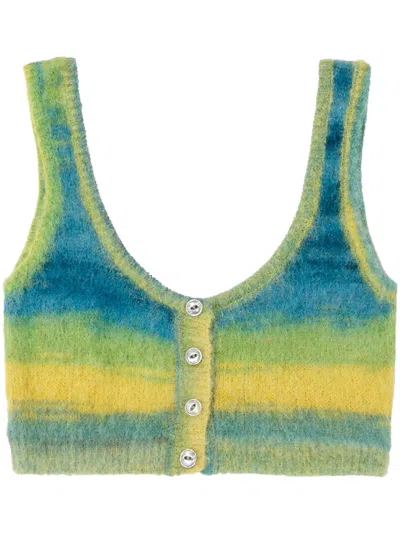 Re/done Marl-knit Cropped Bra In Grnspcdye