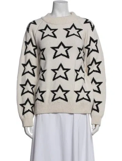 Pre-owned Re/done Merino Wool Graphic Print Sweater W/ Tags In White