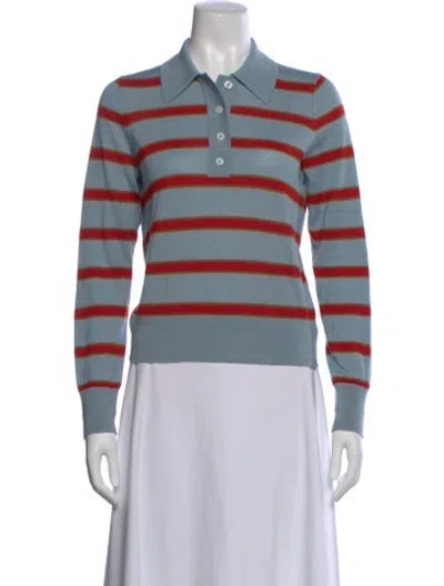 Pre-owned Re/done Merino Wool Striped Polo In Blue