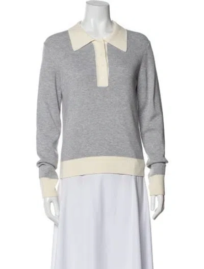 Pre-owned Re/done Merino Wool V-neck Sweater In Gray