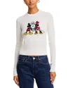 Re/done Mickey Graphic Crewneck Cashmere Sweater In White