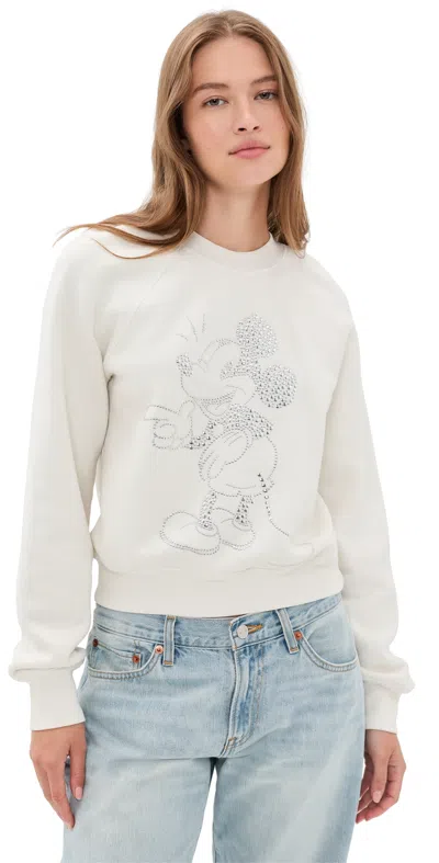 Re/done Mickey Stud Classic Crewneck Vintage White