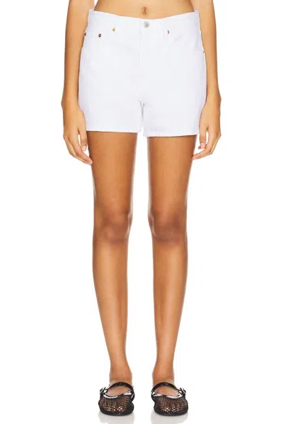 Re/done Mid Rise Boy Short In White