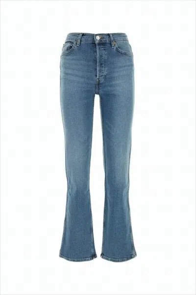 Re/done Mid-rise Denim Pants With Flared Legs In Blue