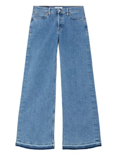 Re/done Mid-rise Frayed-hem Jeans In Blue