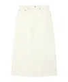 Re/done Seamed Denim Midi Skirt In White