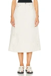 Re/done Mid Rise Seamed Skirt In Vintage White