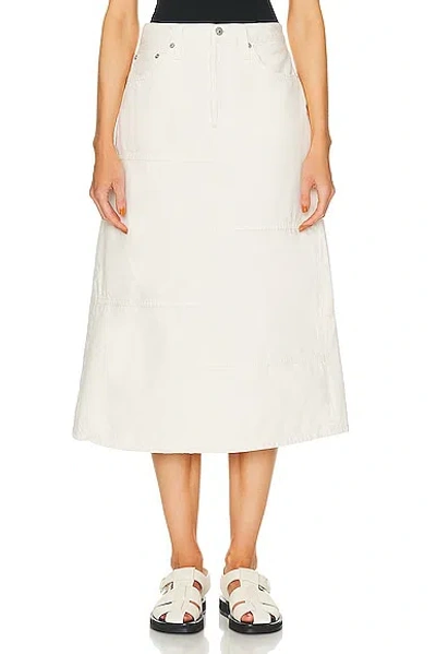 Re/done Mid Rise Seamed Skirt In Vintage White