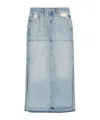 Re/done Side-slit Denim Maxi Skirt In Blue