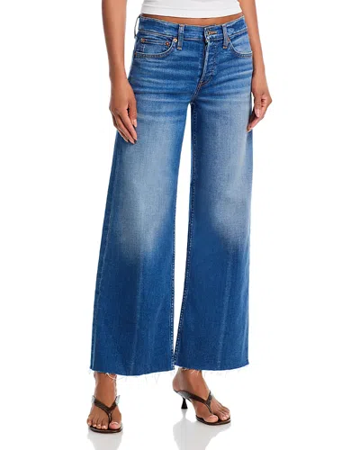 Re/done Mid Rise Wide Leg Ankle Jeans In Viper Blue