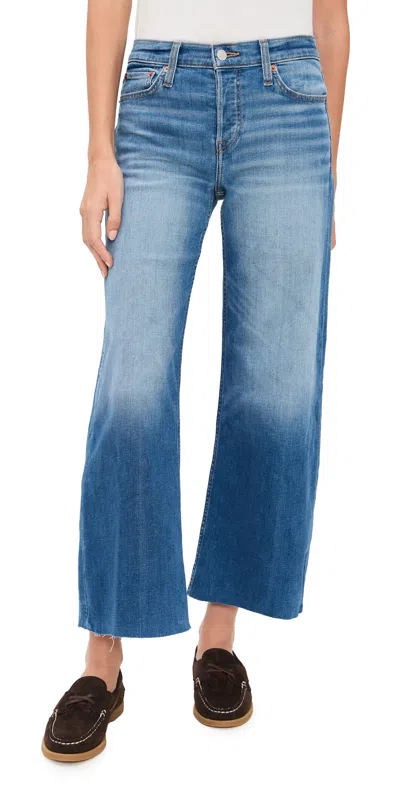 Re/done Mid Rise Wide Leg Crop Jeans Viper Blue