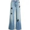 Re/done Mid Rise Wide Leg Jeans In Blue