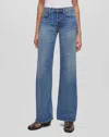 Re/done Mid Rise Wide Leg Jeans In Blasted In Blue