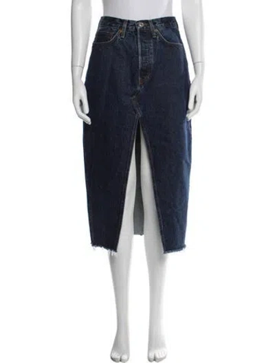 Pre-owned Re/done Midi Length Skirt In Blue