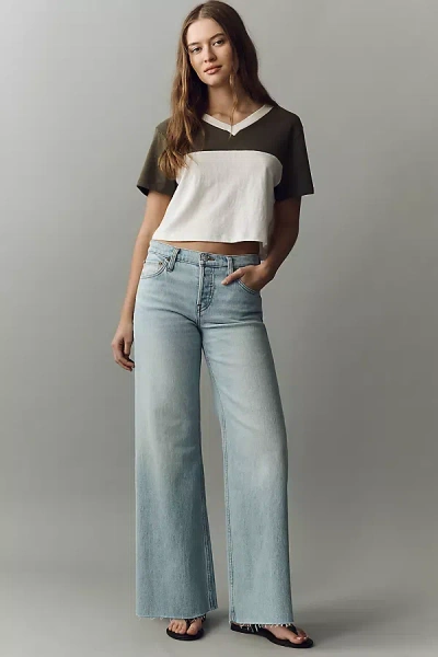 Re/done Mid-rise Crop Wide-leg Jeans In Blue