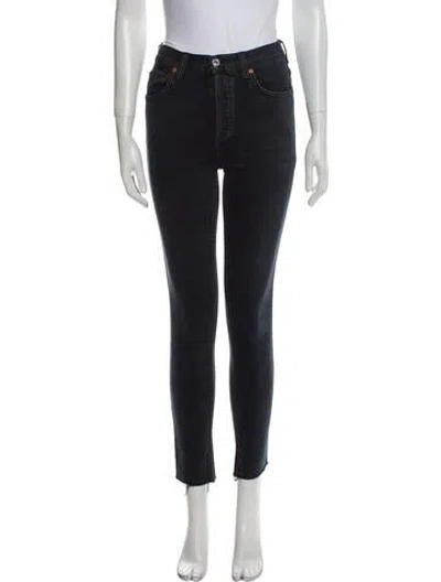 Pre-owned Re/done Mid-rise Skinny Leg Jeans In Black