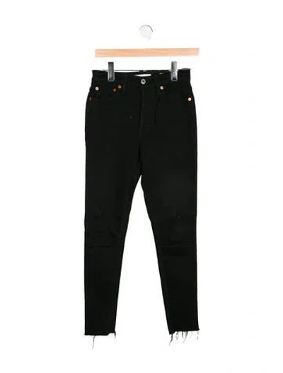 Pre-owned Re/done Mid-rise Skinny Leg Jeans In Black
