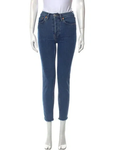 Pre-owned Re/done Mid-rise Skinny Leg Jeans In Blue