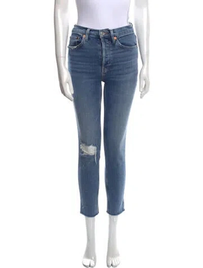 Pre-owned Re/done Mid-rise Skinny Leg Jeans In Blue