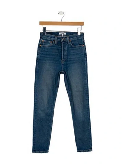 Pre-owned Re/done Mid-rise Skinny Leg Jeans In Blue