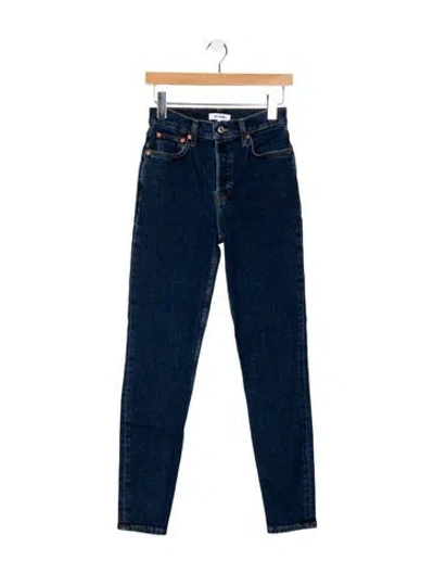 Pre-owned Re/done Mid-rise Skinny Leg Jeans In Blue