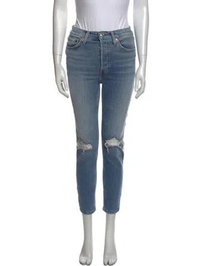 Pre-owned Re/done Mid-rise Skinny Leg Jeans In Blue