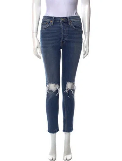 Pre-owned Re/done Mid-rise Skinny Leg Jeans In Blue