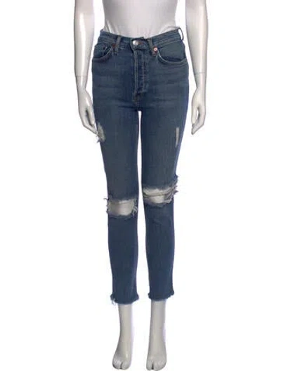 Pre-owned Re/done Mid-rise Skinny Leg Jeans In Blue