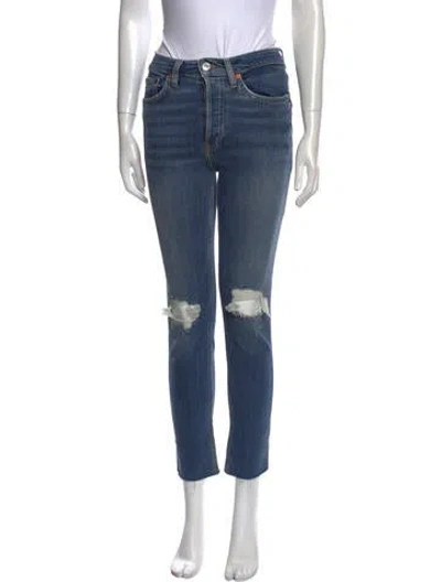Pre-owned Re/done Mid-rise Skinny Leg Jeans In Blue