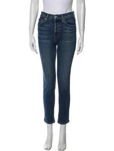 Pre-owned Re/done Mid-rise Skinny Leg Jeans In Blue