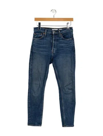 Pre-owned Re/done Mid-rise Skinny Leg Jeans In Blue
