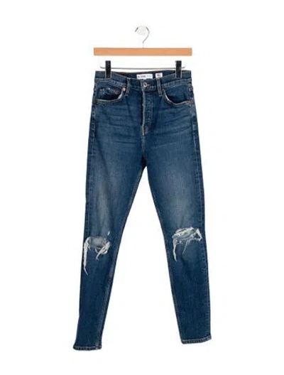 Pre-owned Re/done Mid-rise Skinny Leg Jeans In Blue