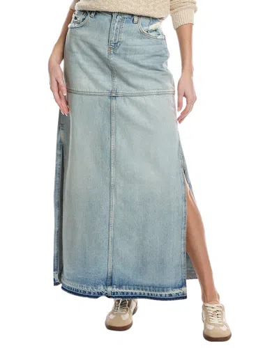Re/done Mid-rise Split Skirt In Blue