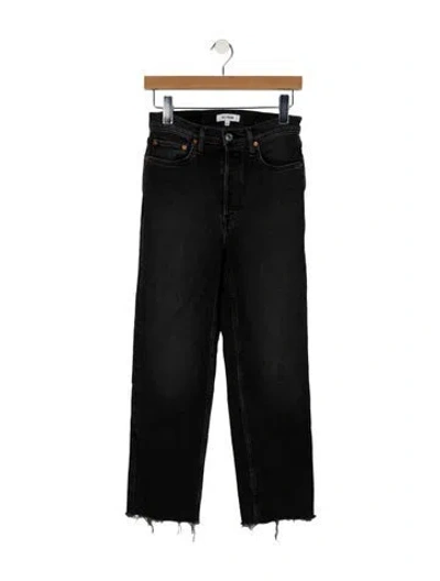 Pre-owned Re/done Mid-rise Straight Leg Jeans In Black