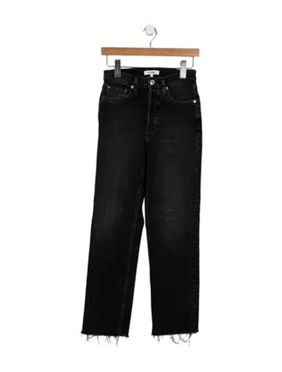 Pre-owned Re/done Mid-rise Straight Leg Jeans In Black