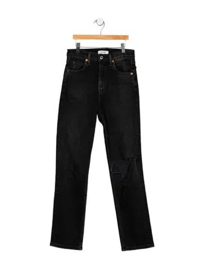 Pre-owned Re/done Mid-rise Straight Leg Jeans In Black
