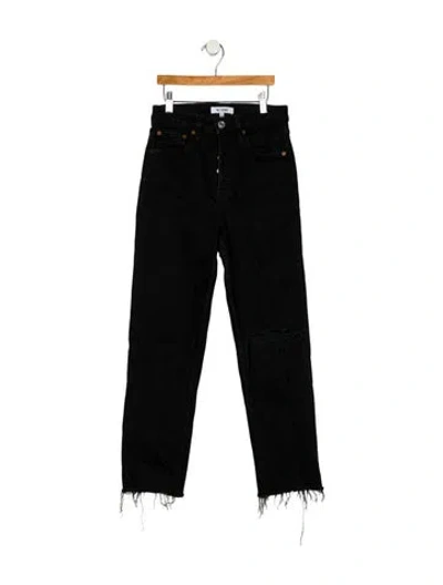 Pre-owned Re/done Mid-rise Straight Leg Jeans In Black