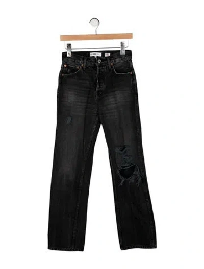 Pre-owned Re/done Mid-rise Straight Leg Jeans In Black
