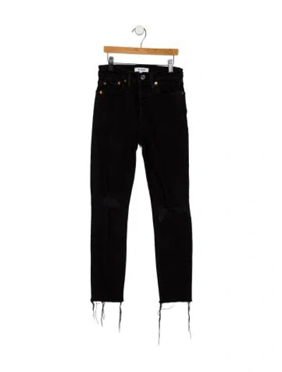 Pre-owned Re/done Mid-rise Straight Leg Jeans In Black
